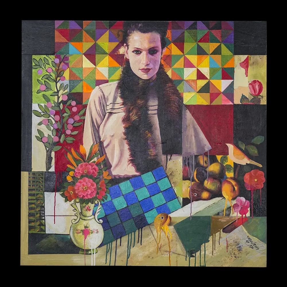 تابلو نقاشی ترکیب مواد و کولاژ